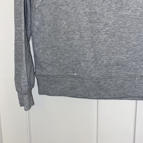 EUC Jcrew Factory cotton-poly blend sparkle ruffle sweatshirt Small Holiday’22 ✨ - Picture 5 of 10